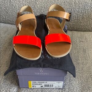NWT Vera Wang Women's Bright Orange and Tan Sandals